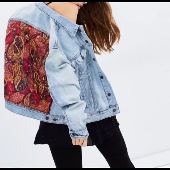 Free people jeans jacket size XS oversized impeccable paisley - Picture 8 of 17